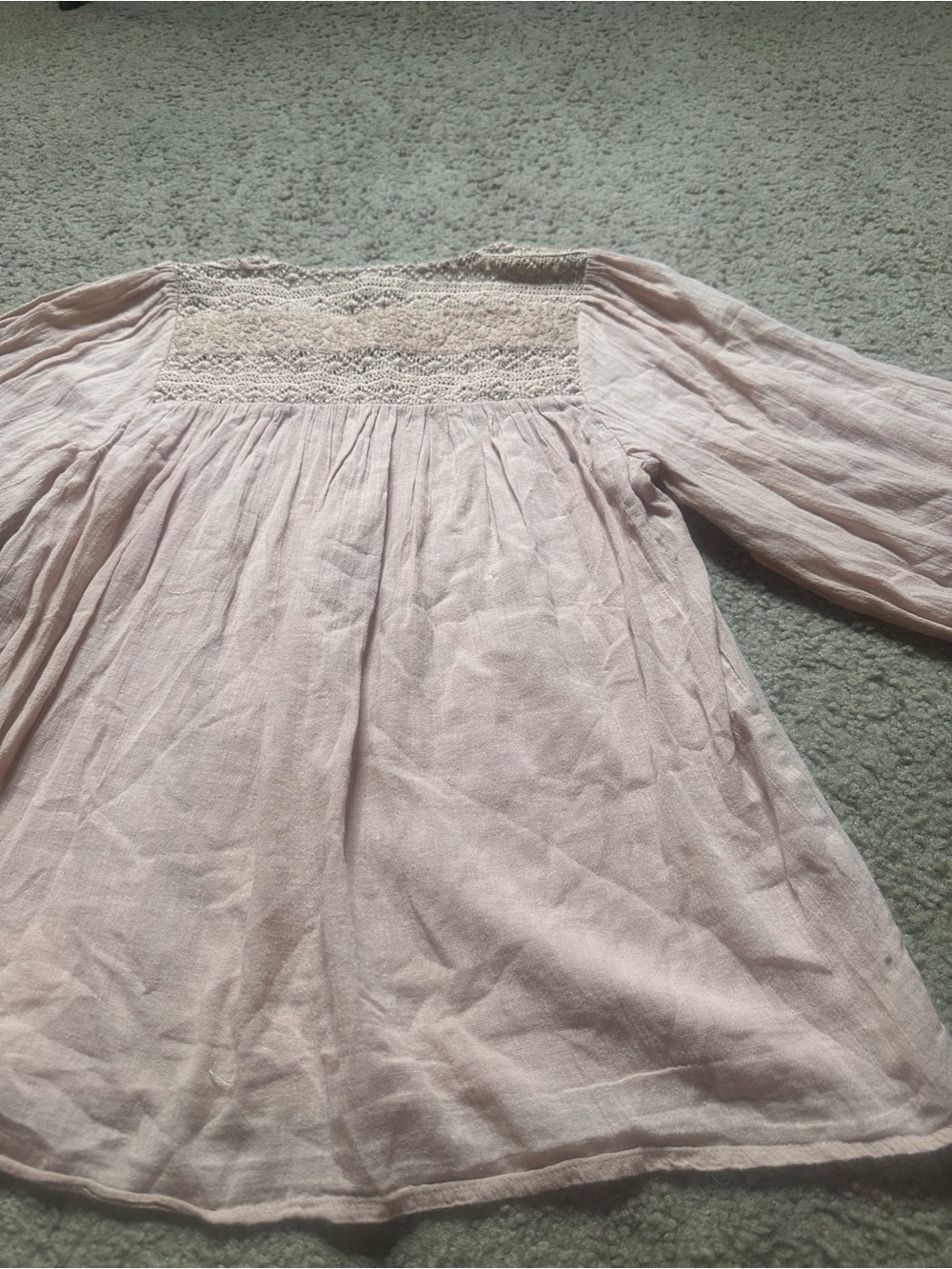 JOIE Light Pink Smocked Yoke 3/4 Sleeve Top LIKE NEW Size XSmall